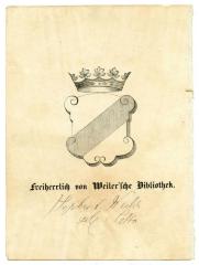 - (Weiler, Ursula Adelheid Sofie von und zu, Freifrau), Von Hand: Name, Autogramm; 'Sophie v. Weiler geb. v. Cotta'. 