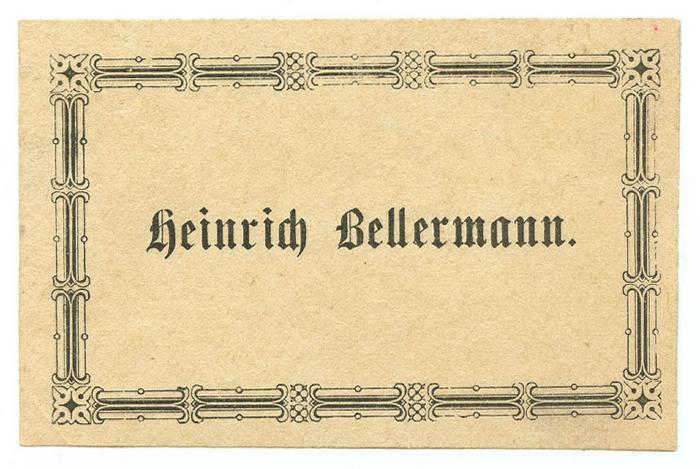Exlibris-Nr.  175;- (Bellermann, Heinrich), Etikett: Exlibris, Name; 'Heinrich Bellermann'.  (Prototyp)