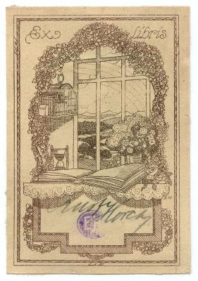 Exlibris-Nr.  257;- (Horch, Ernst), Etikett: Exlibris, Initiale, Abbildung; 'Ex Libris
K.W.'.  (Prototyp);- (Horch, Ernst), Von Hand: Autogramm, Name; 'Ernst Horch'. ;- (Horch, Ernst), Stempel: Initiale; 'EH'.  (Prototyp)