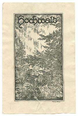 Exlibris-Nr.  258;- (Hochwald, [?]), Etikett: Exlibris, Name, Abbildung; 'Hochwald
Gerta Ries'.  (Prototyp)