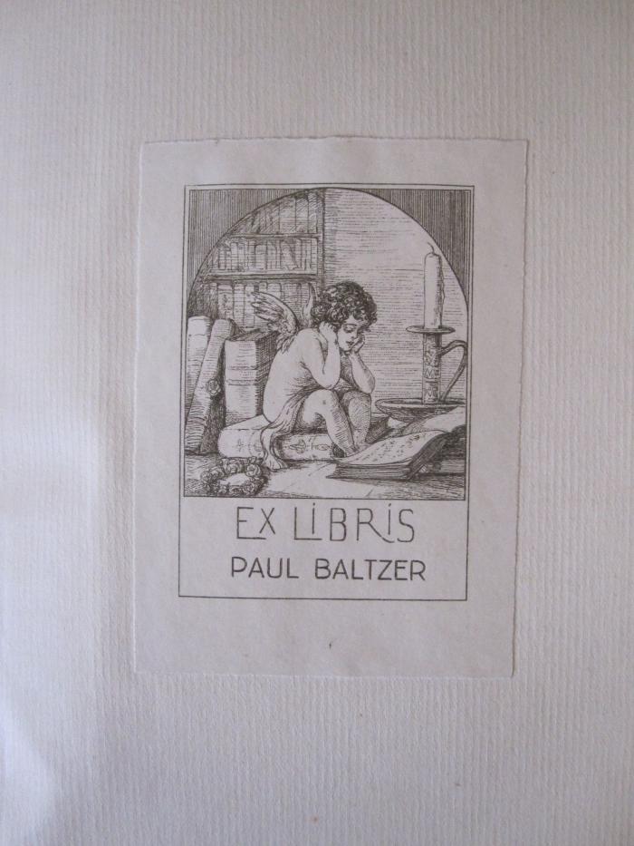 N 23 1e: Das Weltbild des modernen Menschen (1937);- (Baltzer, Paul), Etikett: Exlibris; 'Ex Libris Paul Baltzer'. 
