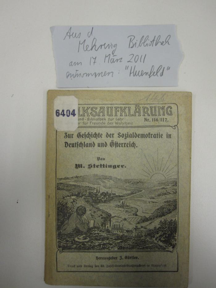 MB 6404: Zur Geschichte der Sozialdemokratie in Deutschland und Österreich (o.J.)