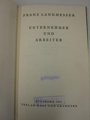 MB 3541: Unternehmer und Arbeiter (1931)