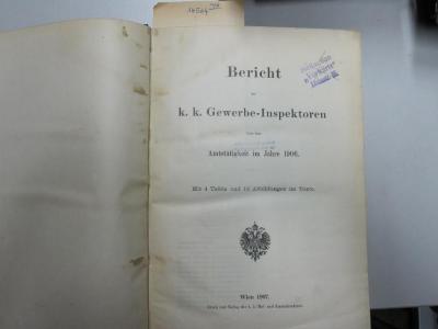 MB 14564 1906: Bericht der k. k. Gewerbe-Inspektoren über ihre Amtstätigkeit im Jahre 1906 (1907)