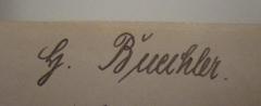 - (Büchler, Hans), Von Hand: Autogramm, Name; 'H. Buechler'. 