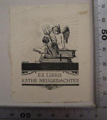  Deutsches Lautenlied (o.J.);- (Neugedachter, Käthe), Etikett: Exlibris, Name, Abbildung; 'Exlibris Käthe Neugedachter'.  (Prototyp)