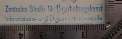  Deutsches Lautenlied (o.J.);- (Zentrales Studio für Unterhaltungskunst), Stempel: Berufsangabe/Titel/Branche, Name; 'Zentrales Studio für Unterhaltungskunst Informations- und Dokumentationsstelle'.  (Prototyp)