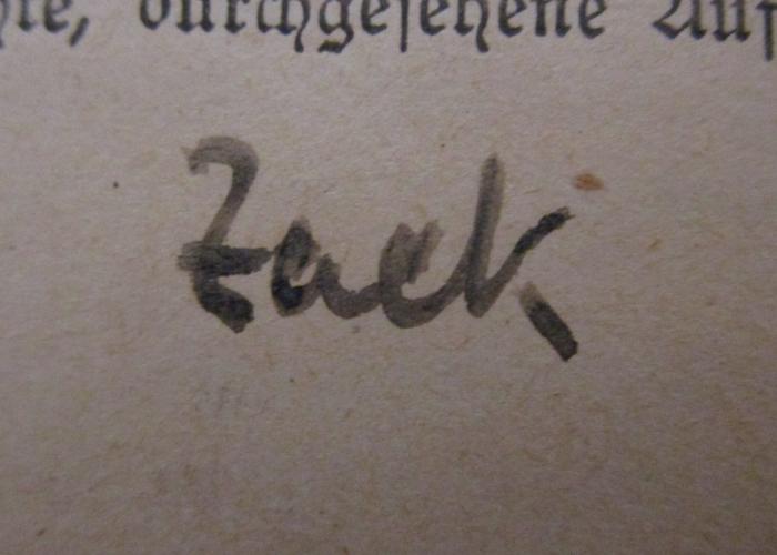 - (Zack, [?]), Von Hand: Autogramm, Name; 'Zack'. ; Der Vertrag von Versailles : Inhalt und Wirkung (o.J.)