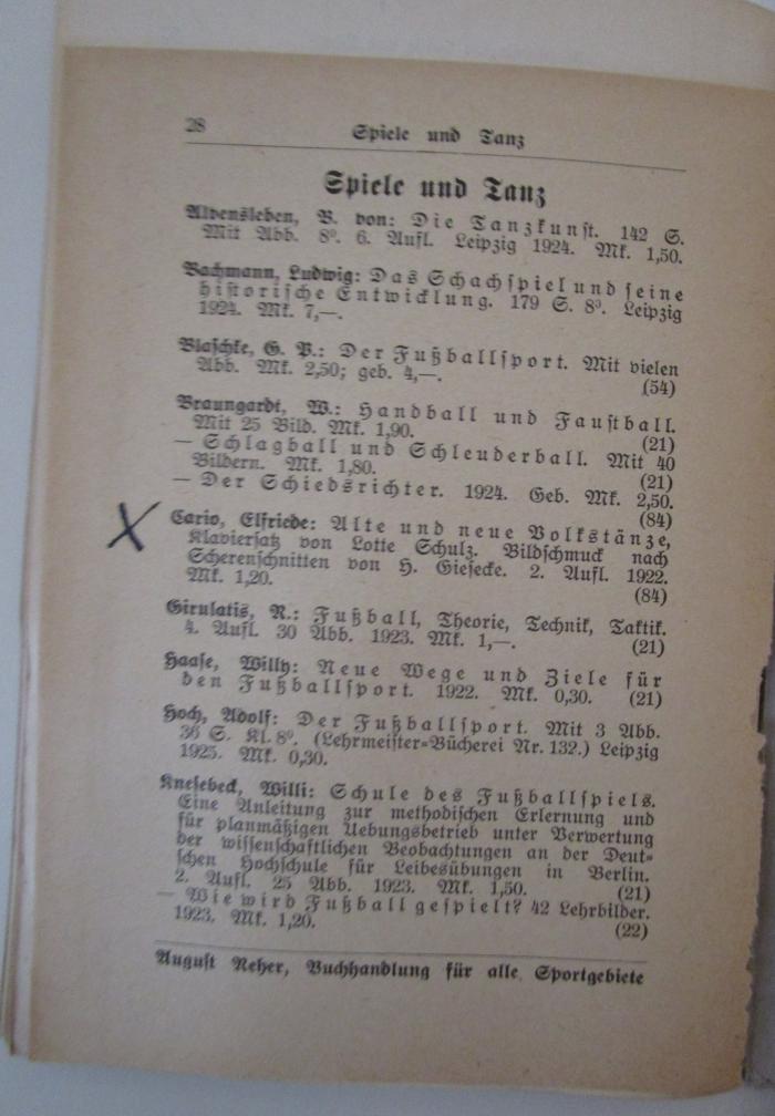  Tanzspiele und Singtänze (1908);- (Blasig, Richard), Von Hand: Annotation. 