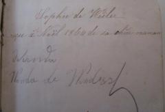 - (Weiler, Ursula Adelheid Sofie von und zu, Freifrau), Von Hand: Autogramm, Datum, Name, Besitzwechsel; 'Sophie de Weiler reçu á Noël 1864 de sa chére maman'. 