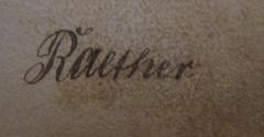 - (Raether, [?]), Von Hand: Autogramm, Name; 'Raether'. 