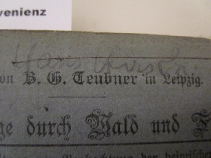  Homeri Ilias (1899);- (Hirsch, Hans), Von Hand: Autogramm, Name; 'Hans Hirsch.'. 