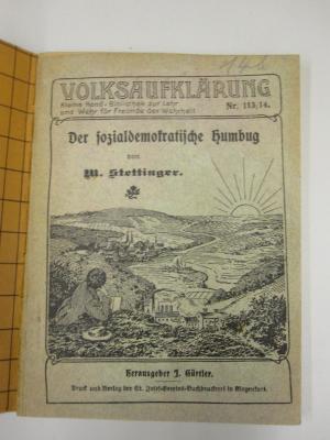 MB;MB 6399;56,32 ;II 4: Der sozialdemokratische Humbug ([1908]);- (St. Bonifatiuskloster Hünfeld. Bibliothek), Von Hand: Signatur; '14b'. 