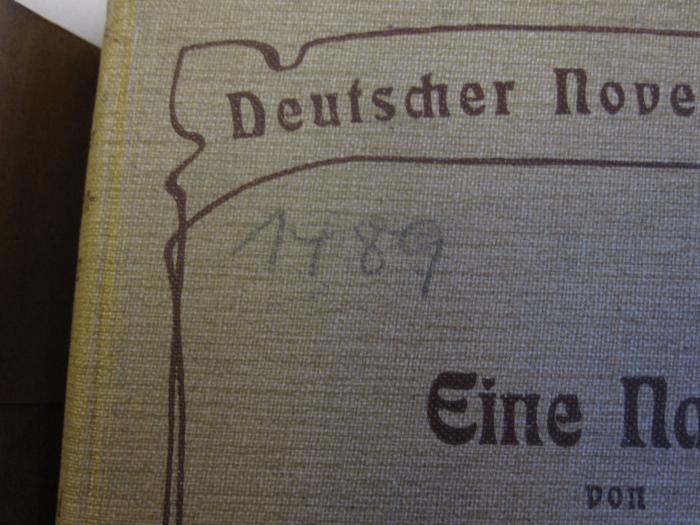  Deutscher Novellenschatz (o.J.);- (Sozialdemokratische Partei Deutschlands (SPD)), Von Hand: Signatur; '1489'. 
