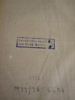 MB 11321: Protokoll über den sechsten Congress der Sozial-demokratischen Arbeiterpartei abgehalten zu Coburg am 18., 19., 20., und 21. Juli 1874 (1874);- (Friedrich-Wilhelms-Universität Berlin. Institut für Politische Pädagogik), Von Hand: Inventar-/ Zugangsnummer; '1933/34 : 4654'. 