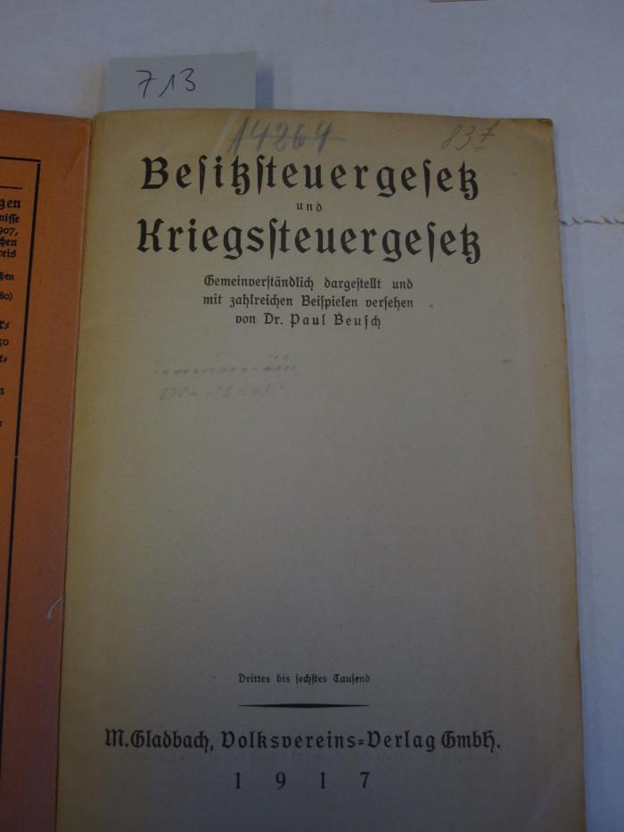 Besitzsteuergesetz und Kriegssteuergesetz (1917)