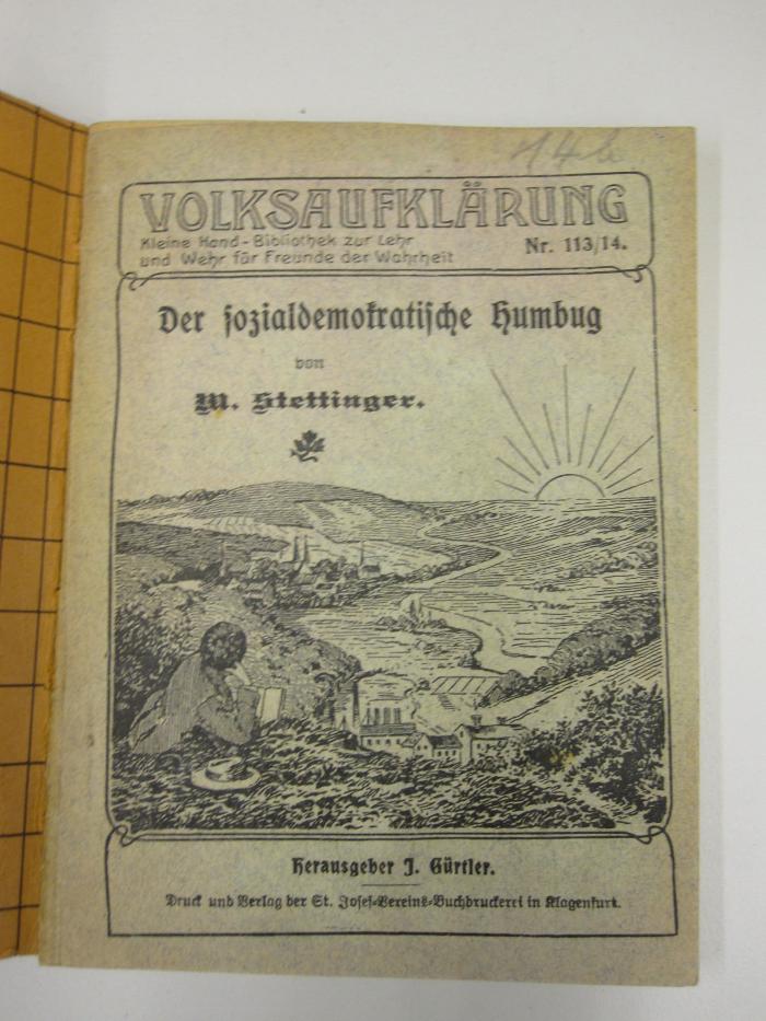 MB;MB 6399;56,32 ;II 4: Der sozialdemokratische Humbug ([1908]);- (St. Bonifatiuskloster Hünfeld. Bibliothek), Von Hand: Signatur; '14b'. 