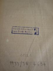 - (Friedrich-Wilhelms-Universität Berlin. Institut für Politische Pädagogik), Von Hand: Inventar-/ Zugangsnummer; '1933/34 : 4654'. 