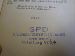 - (Sozialdemokratische Partei Deutschlands (SPD)), Stempel: Name, Ortsangabe; 'SPD Sozialdemkratische Partei Deutschlands Groß-Berlin Abteilung V/10/4'. 