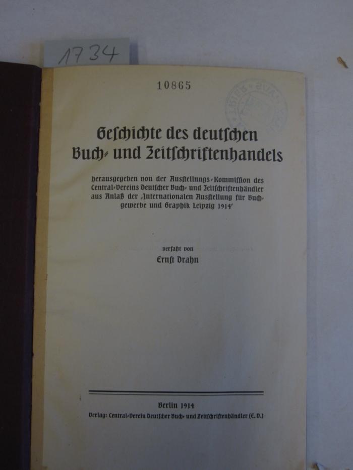  Geschichte des deutschen Buch- und Zeitschriftenhandels (1914)