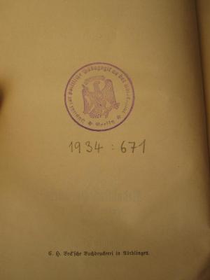  Schulthess' Europäischer Geschichtskalender. (1893);- (Friedrich-Wilhelms-Universität Berlin. Institut für Politische Pädagogik), Von Hand: Inventar-/ Zugangsnummer; '1934:671'. 