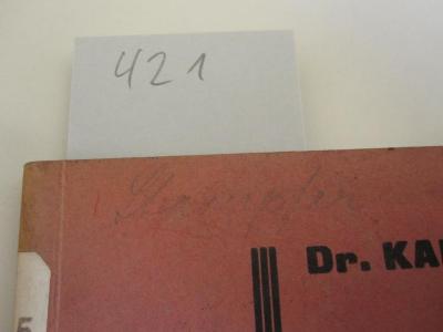 MB 5345 : Staatswirtschaft, Weltwirtschaft und Sozialismus (1929);- (Stampfer[?], [?]), Von Hand: Autogramm, Name; 'Stampfer'. 