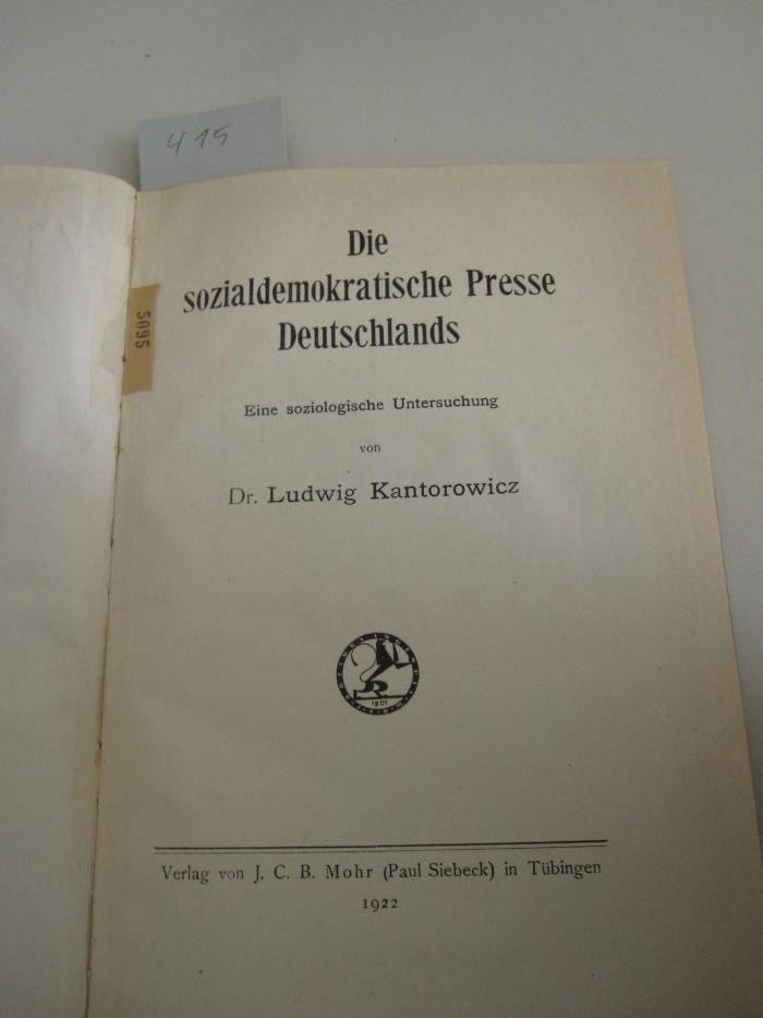 MB 2930: Die sozialdemokratische Presse Deutschlands (1922)