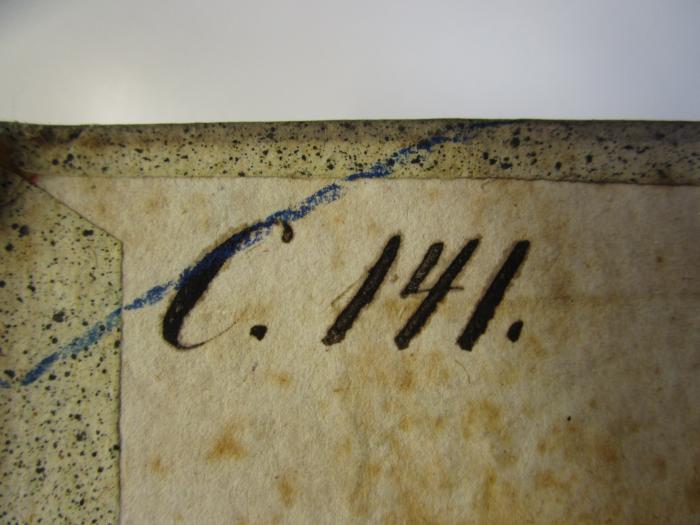 GLS 22100 3.3 2. Ex.: Für aeltere Litteratur und neuere Lectüre : Quartal-Schrift (1785);- (unbekannt), Von Hand: Zeichen. ;- (unbekannt), Von Hand: Signatur; 'C.141'. 