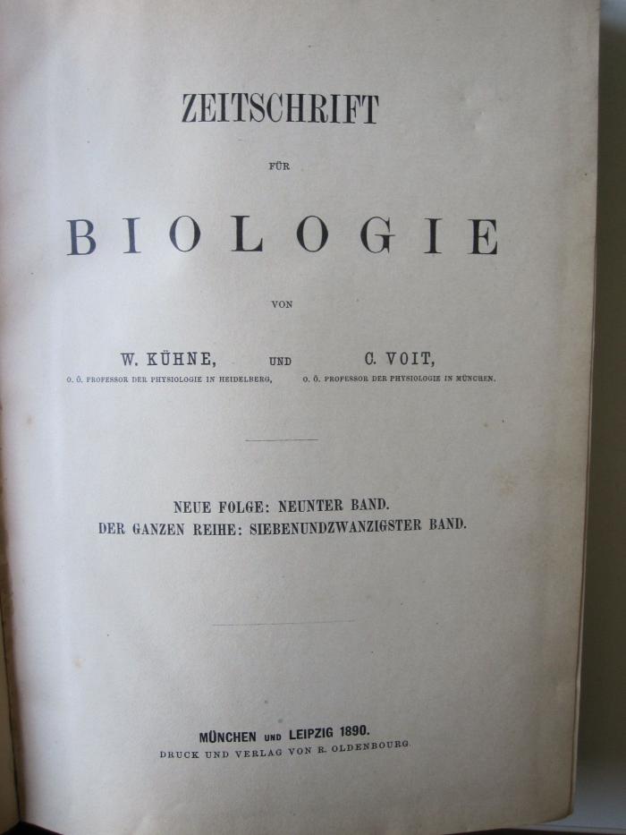  Zeitschrift für Biologie (1890)