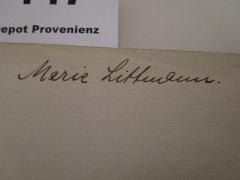 - (Littmann, Marie), Von Hand: Autogramm, Name; 'Marie Littmann.'. 