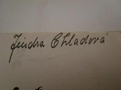  Der Musikant : Lieder für die Schule. 3. Heft: Alte und neue Lieder (1928);- (Chladova, Jindra), Von Hand: Autogramm, Name; 'Jindra Chladova'. 
