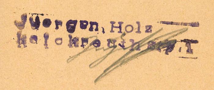  Hawa Naschira! (Auf, Laßt uns singen!) : Liederbuch für Unterricht, Bund und Haus (1935);- (Holz, Jürgen), Stempel: Name, Ortsangabe; 'Juergen Holz Kalckreuthstr. 1'.  (Prototyp)