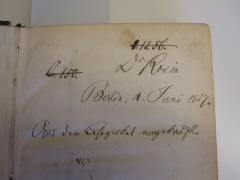 - (Rosin, David), Von Hand: Autogramm, Name, Ortsangabe, Datum, Besitzwechsel; 'Dr. Rosin Berlin, 4. Juni 1857 Aus dem Lesezirkel angekauft.'. 