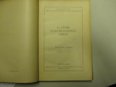 MB 8552: 25 Jahre Gewerkschaftsarbeit (1922)