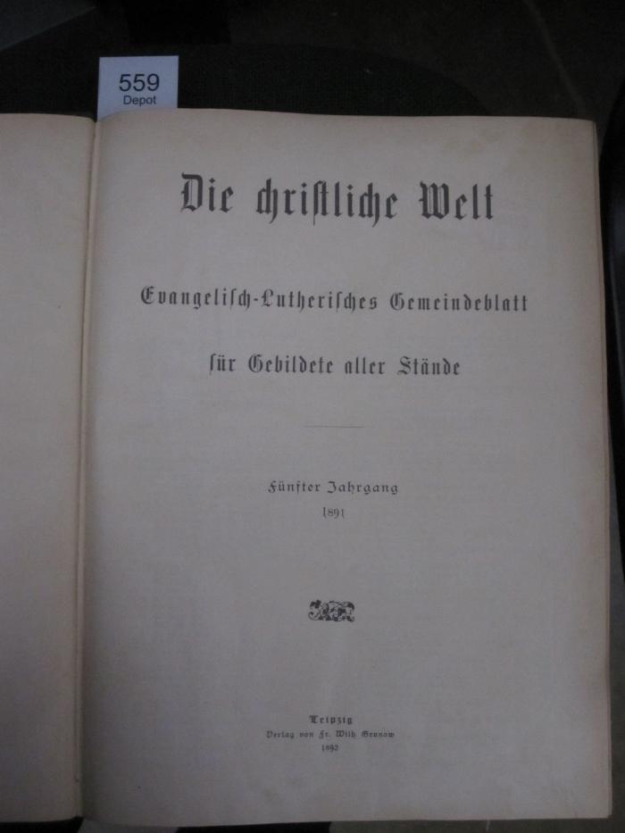 XVI 330: Evangelisch-Lutherisches Gemeindeblatt für Gebildete aller Stände (1892)
