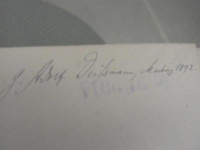 XVI 330: Evangelisch-Lutherisches Gemeindeblatt für Gebildete aller Stände (1892);- (Deissmann, Adolf), Von Hand: Autogramm, Name, Ortsangabe, Datum; 'G. Adolf Deißmann Marburg 1892'. 