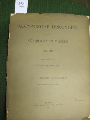  Aegyptische Urkunden aus den Koeniglichen Museeum zu Berlin (1909)