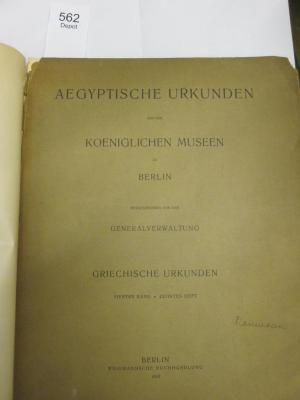  Aegyptische Urkunden aus den Koeniglichen Museeum zu Berlin (1910)