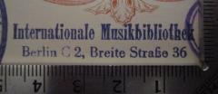 G45II / 1803 (Internationale Musikbibliothek (Berlin, Ost)), Stempel: Name, Ortsangabe, Berufsangabe/Titel/Branche; 'Internationale Musikbibliothek Berlin C 2, Breite Straße 36'.  (Prototyp)