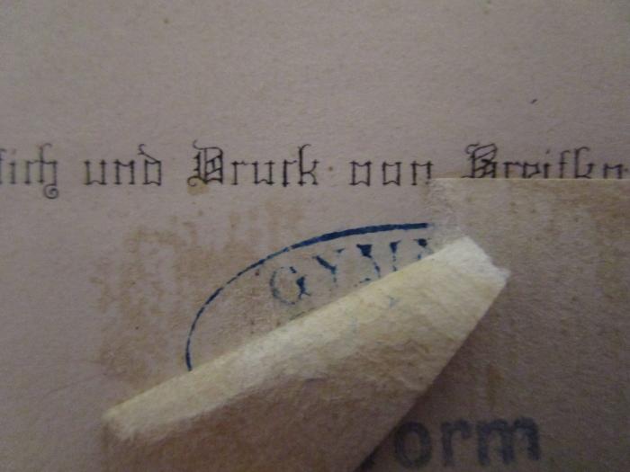 - (unbekannt), Stempel: Name, Berufsangabe/Titel/Branche; 'Gym[...]'. ; Johann Sebastian Bach's Werke (o.J.)