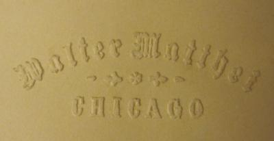  Illustrierte Musik-Geschichte (1893);- (Matthei, Walter), Prägung: Name, Ortsangabe; 'Walter Matthei, Chicago'.  (Prototyp)