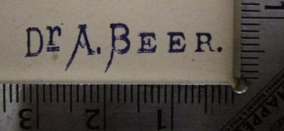 - (Beer, A.), Stempel: Name, Berufsangabe/Titel/Branche; 'Dr. A. Beer.'.  (Prototyp); Trios für Piano, Violine und Violoncell (o.J.)
