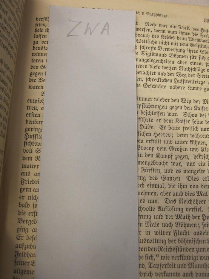 - (Zentralstelle für Wissenschaftliche Altbestände;Berliner Stadtbibliothek), Papier: Name; 'ZWA'.  (Prototyp)