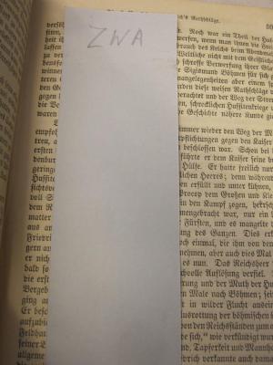- (Zentralstelle für Wissenschaftliche Altbestände;Berliner Stadtbibliothek), Papier: Name; 'ZWA'.  (Prototyp)
