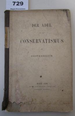  Der Adel und der Conservatismus in Oesterreich (1879)