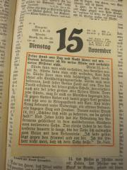 - ([?], Paul), Papier: Lesezeichen, Datum; '20. Februar,
4. Juni,
17. Juni,
19. Juni,
15. November'. 