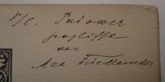 - (Friedlaender, Max;Pniower, Otto), Von Hand: Name, Widmung; 'S/l. Pniower herzlichst von Max Friedlaender'. 