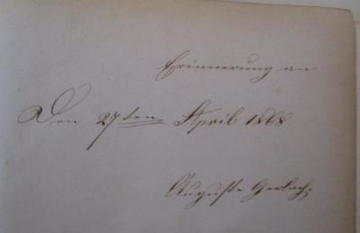 - (unbekannt;Gerlach, Auguste), Von Hand: Name, Datum, Widmung; 'Erinnerung an den 27ten April 1868 
Auguste Gerlach.'. ; Morgen- und Abendopfer nebst anderen Gesängen und einem Anhang (o.J.)