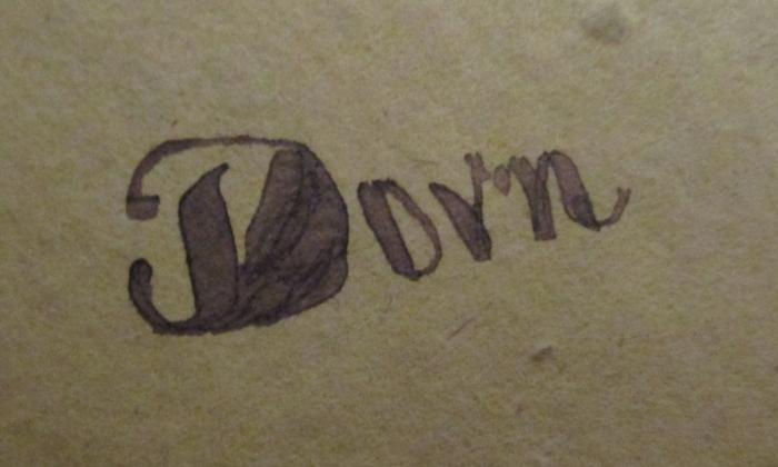- (Dorn, [?]), Von Hand: Autogramm, Name; 'Dorn'. ; [Georg's Freiherrn von Vega] Logarithmisch-Trigonometrisches Handbuch (1858)