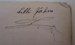 - (Jähns, Lilli), Von Hand: Autogramm, Name; 'Lilli Jähns'. 